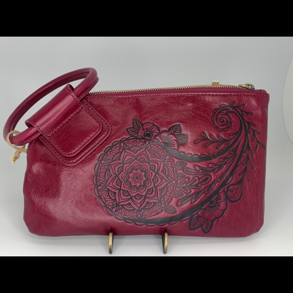 HOBO Sable wristlet in Ruby ARTISAN EMBOSSED